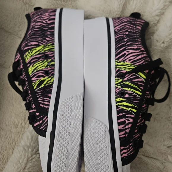 Adidas Nizza Platform Women's Zebra Pattern Sneakers - Black, Pink, Yellow - Picture 8 of 11